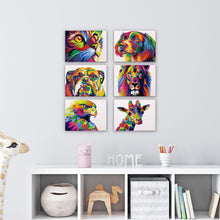 Laden Sie das Bild in den Galerie-Viewer, Mini Malen nach Zahlen 15x20cm (6 Stück) - Bunte abstrakte Tiere
