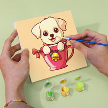 Laden Sie das Bild in den Galerie-Viewer, Mini Malen nach Zahlen 15x15cm (6 Stück) - Weihnachtshunde in Tassen