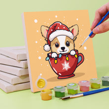 Laden Sie das Bild in den Galerie-Viewer, Mini Malen nach Zahlen 15x15cm (6 Stück) - Weihnachtshunde in Tassen