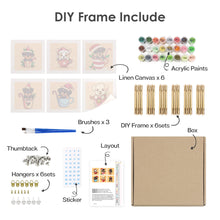 Laden Sie das Bild in den Galerie-Viewer, Mini Malen nach Zahlen 15x15cm (6 Stück) - Weihnachtshunde in Tassen