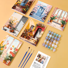 Laden Sie das Bild in den Galerie-Viewer, Mini Malen nach Zahlen 15x20cm (6 Stück) - Europäische Architektur und Blumen