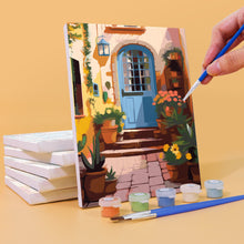 Laden Sie das Bild in den Galerie-Viewer, Mini Malen nach Zahlen 15x20cm (6 Stück) - Europäische Architektur und Blumen