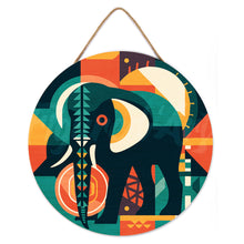 Laden Sie das Bild in den Galerie-Viewer, Malen nach Zahlen auf Holzscheibe - Abstrakter Art-Deco-Elefant