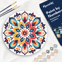 Laden Sie das Bild in den Galerie-Viewer, Malen nach Zahlen auf Holzscheibe - Blumenmandala