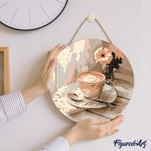 Laden Sie das Bild in den Galerie-Viewer, Malen nach Zahlen auf Holzscheibe - Morgenkaffee