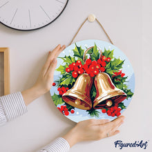 Laden Sie das Bild in den Galerie-Viewer, Malen nach Zahlen auf Holzscheibe - Weihnachtsglocken