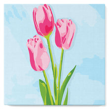Laden Sie das Bild in den Galerie-Viewer, Mini Malen nach Zahlen mit Rahmen - Tulpen und blauer Himmel