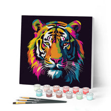 Laden Sie das Bild in den Galerie-Viewer, Mini Malen nach Zahlen mit Rahmen - Abstrakter Pop Art Tiger