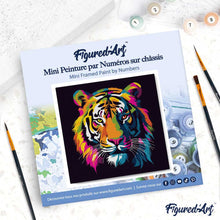 Laden Sie das Bild in den Galerie-Viewer, Mini Malen nach Zahlen mit Rahmen - Abstrakter Pop Art Tiger