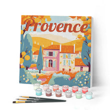 Laden Sie das Bild in den Galerie-Viewer, Mini Malen nach Zahlen mit Rahmen - Reiseplakat Provence Herbst