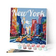 Laden Sie das Bild in den Galerie-Viewer, Mini Malen nach Zahlen mit Rahmen - Reiseplakat New York City