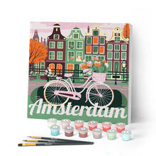 Laden Sie das Bild in den Galerie-Viewer, Mini Malen nach Zahlen mit Rahmen - Reiseplakat Amsterdam