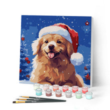 Laden Sie das Bild in den Galerie-Viewer, Mini Malen nach Zahlen mit Rahmen - Hund im Schnee zu Weihnachten