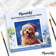 Laden Sie das Bild in den Galerie-Viewer, Mini Malen nach Zahlen mit Rahmen - Hund im Schnee zu Weihnachten