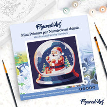 Laden Sie das Bild in den Galerie-Viewer, Mini Malen nach Zahlen mit Rahmen - Weihnachtsmann in Schneekugel