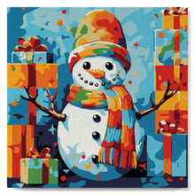 Laden Sie das Bild in den Galerie-Viewer, Mini Malen nach Zahlen mit Rahmen - Schneemann und Geschenke 2