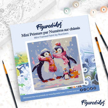 Laden Sie das Bild in den Galerie-Viewer, Mini Malen nach Zahlen mit Rahmen - Pinguinfamilie im Schnee