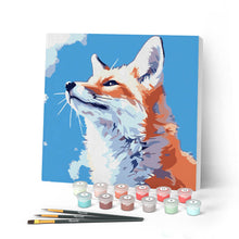 Laden Sie das Bild in den Galerie-Viewer, Mini Malen nach Zahlen mit Rahmen - Fuchs mit blauem Himmel