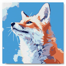 Laden Sie das Bild in den Galerie-Viewer, Mini Malen nach Zahlen mit Rahmen - Fuchs mit blauem Himmel