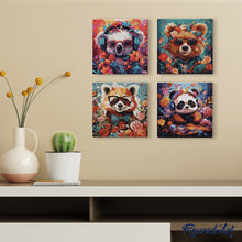 Laden Sie das Bild in den Galerie-Viewer, Mini Malen nach Zahlen mit Rahmen - Fantasie-Panda und Blumen