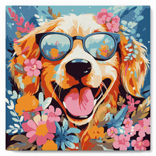 Laden Sie das Bild in den Galerie-Viewer, Mini Malen nach Zahlen mit Rahmen - Fantasie-Hund und Blumen