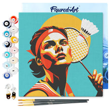 Laden Sie das Bild in den Galerie-Viewer, Mini Malen nach Zahlen mit Rahmen - Sportposter Badminton