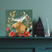 Laden Sie das Bild in den Galerie-Viewer, Mini Malen nach Zahlen mit Rahmen - Weihnachtselch