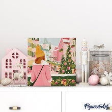Laden Sie das Bild in den Galerie-Viewer, Mini Malen nach Zahlen mit Rahmen - Mädchen auf dem Weihnachtsmarkt