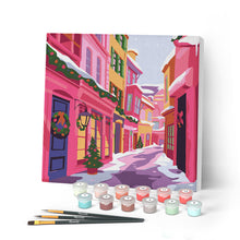 Laden Sie das Bild in den Galerie-Viewer, Mini Malen nach Zahlen mit Rahmen - Rosa Weihnachtsgasse