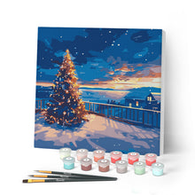 Laden Sie das Bild in den Galerie-Viewer, Mini Malen nach Zahlen mit Rahmen - Funkelnder Weihnachts-Sonnenuntergang