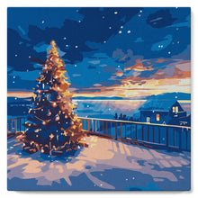Laden Sie das Bild in den Galerie-Viewer, Mini Malen nach Zahlen mit Rahmen - Funkelnder Weihnachts-Sonnenuntergang
