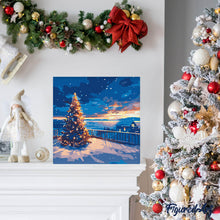 Laden Sie das Bild in den Galerie-Viewer, Mini Malen nach Zahlen mit Rahmen - Funkelnder Weihnachts-Sonnenuntergang
