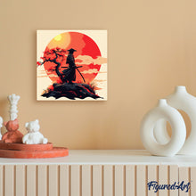 Laden Sie das Bild in den Galerie-Viewer, Mini Malen nach Zahlen mit Rahmen - Samurai bei Sonnenuntergang