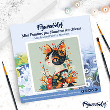 Laden Sie das Bild in den Galerie-Viewer, Mini Malen nach Zahlen mit Rahmen - Florale Katze im Kimono