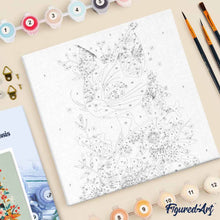 Laden Sie das Bild in den Galerie-Viewer, Mini Malen nach Zahlen mit Rahmen - Florale Katze im Kimono