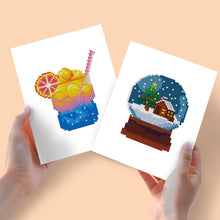 Laden Sie das Bild in den Galerie-Viewer, Mini Diamond Painting 15x20 cm (2 Stück) - Sommer-Smoothie und Winter-Schneekugel