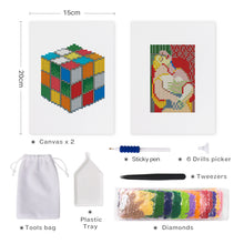 Laden Sie das Bild in den Galerie-Viewer, Mini Diamond Painting 15x20 cm (2 Stück) - Zauberwürfel und Klassisches Gemälde