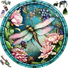 Laden Sie das Bild in den Galerie-Viewer, 2D Holzpuzzle – Pastell-Libelle