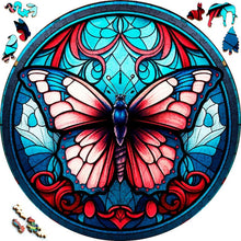 Laden Sie das Bild in den Galerie-Viewer, 2D Holzpuzzle – Rot- und Blauschmetterling