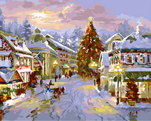 Laden Sie das Bild in den Galerie-Viewer, Malen nach Zahlen für Erwachsene | Dorf im Schnee | Figured'Art