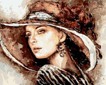 Laden Sie das Bild in den Galerie-Viewer, Malen nach Zahlen für Erwachsene | Frau mit romantischem Hut | Figured'Art