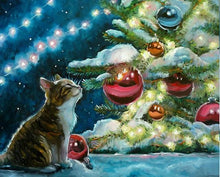 Laden Sie das Bild in den Galerie-Viewer, Malen nach Zahlen für Erwachsene | Katze und Weihnachtskugeln | Figured'Art