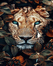 Laden Sie das Bild in den Galerie-Viewer, Malen nach Zahlen für Erwachsene | Panther und Blätter 2 | Figured'Art