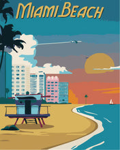 Laden Sie das Bild in den Galerie-Viewer, Malen nach Zahlen Figured'Art – Reiseposter Miami Beach
