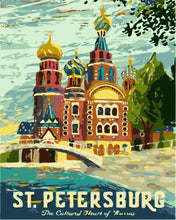 Laden Sie das Bild in den Galerie-Viewer, Malen nach Zahlen Figured'Art – Reiseposter Sankt Petersburg