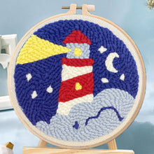 Laden Sie das Bild in den Galerie-Viewer, Punch Needle set Leuchtturm bei Nacht