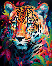 Laden Sie das Bild in den Galerie-Viewer, Diamond Painting – Leopard Farbenfroh Abstrakt – 40 x 50 cm auf Keilrahmen gespannt