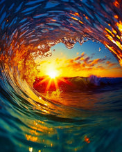 Laden Sie das Bild in den Galerie-Viewer, Diamond Painting - Welle und Sonnenuntergang