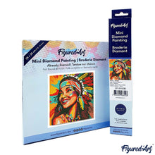 Laden Sie das Bild in den Galerie-Viewer, Mini Diamond Painting 25 x 25 cm - Einheimische elegante Dame Pop Art