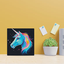 Laden Sie das Bild in den Galerie-Viewer, Mini Diamond Painting 25 x 25 cm - Neon-Einhorn